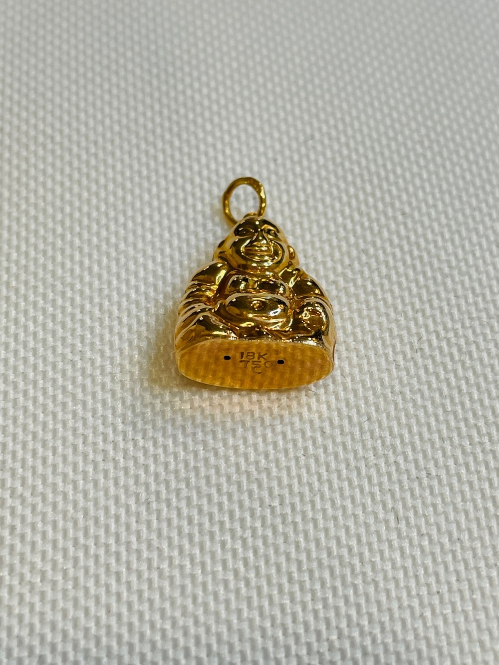 18k  Yellow Gold Laughing Buddha Charm Pendant - Picture 3 of 5
